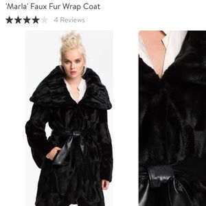 Luxurious TAHARI “Marla” Black Faux Fur Coat